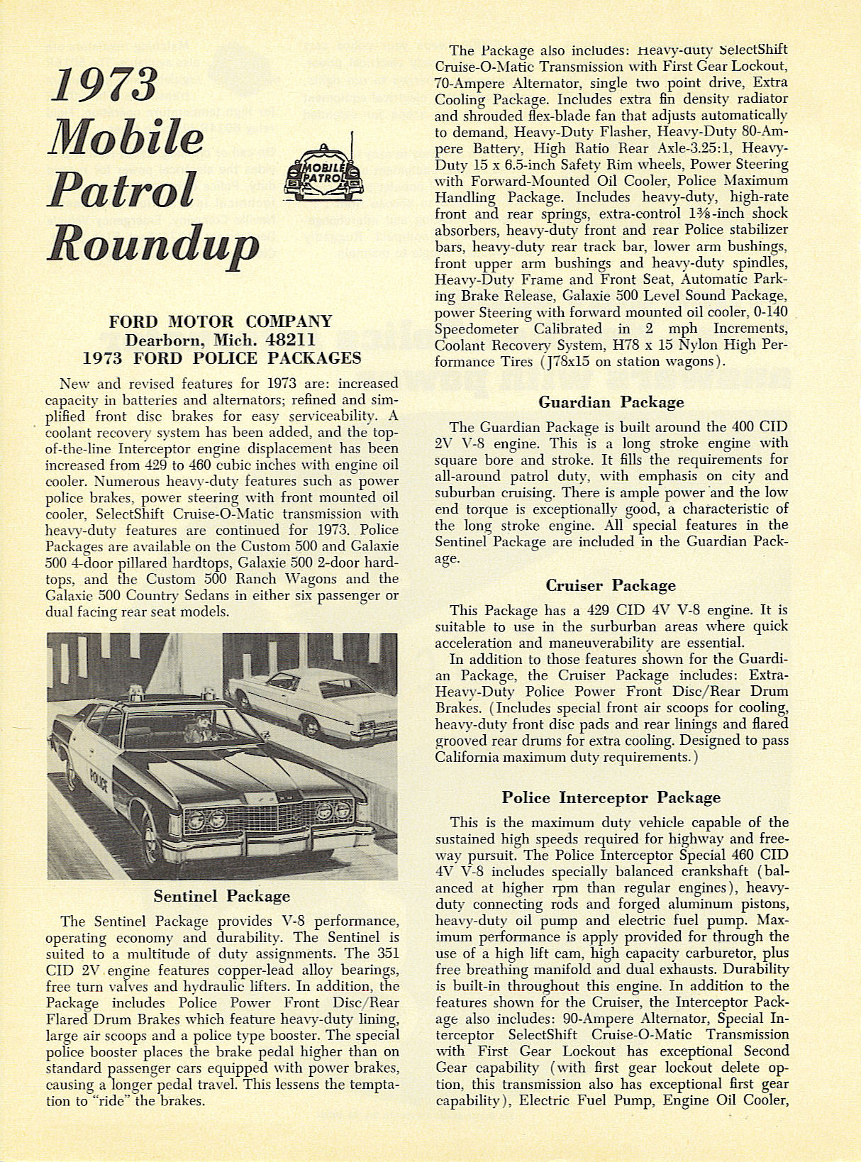 1973 Police Vehicles Booklet Page 1